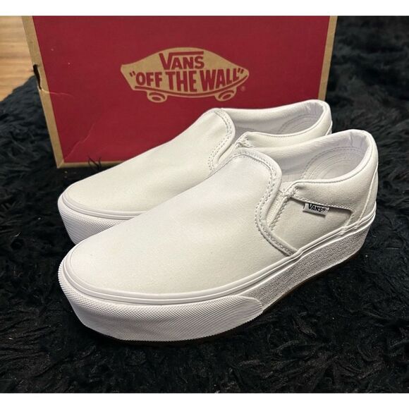 VANS off the wall Asher white platform slip on shoes sneakers women's 9 new - Picture 2 of 6
